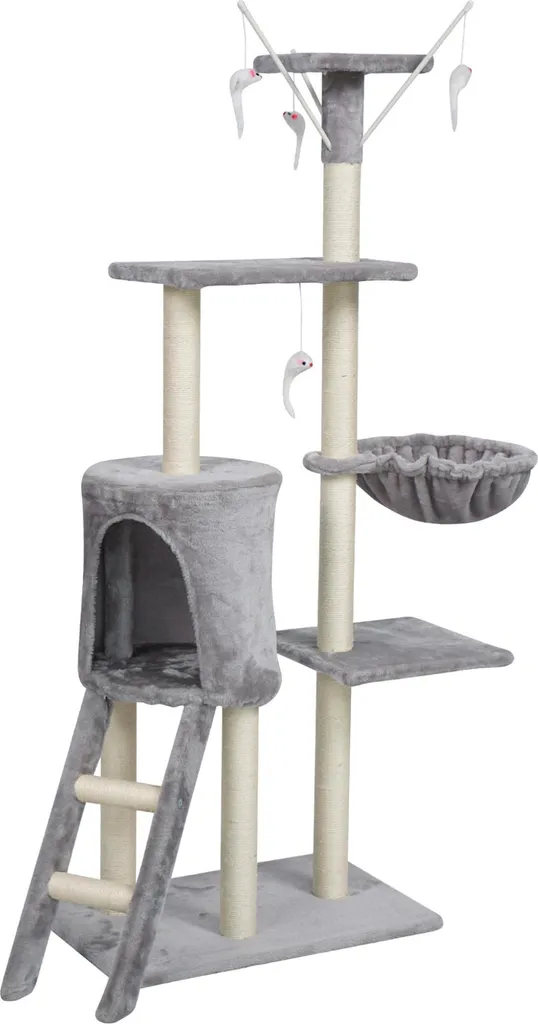 Albero Tiragraffi Moderno Aga 139cm | Design Gatti Grigio Salvaspazio