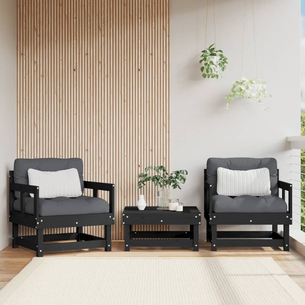 "im Angebot" Gartenstühle 2 Stk. Schwarz Massivholz Kiefer - Stapelsessel CC22173