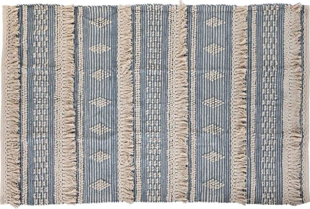 Teppich DKD Home Decor 180 x 120 x 2 cm Blau Baumwolle Weiß Boho