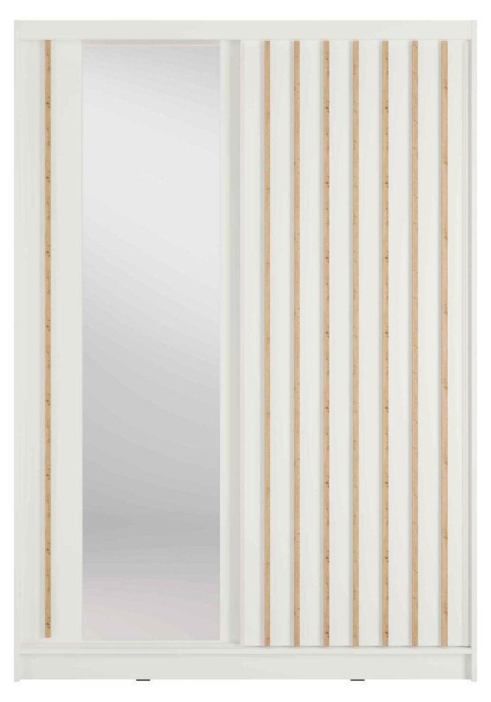 Masseno Schiebetürenschrank VEYDAR 155/215/62cm 2-türig mit Spiegel Weiß