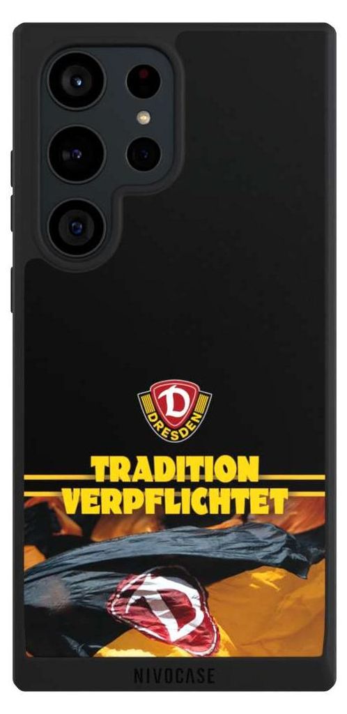NIVOCASE Handyhülle für Samsung Galaxy S23 Ultra Hülle NIVOpure Case Schwarz Fanartikel SG Dynamo Dresden SGD