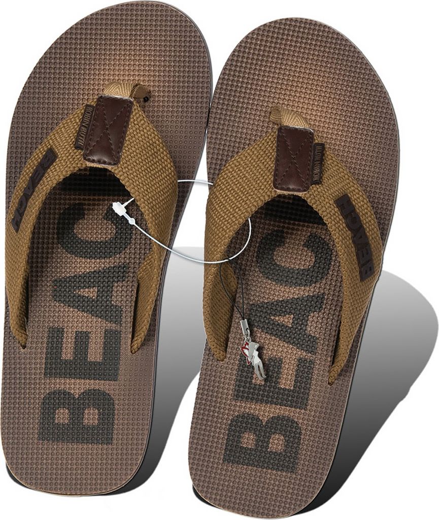 Robin Ruth mit braunen Canvas-Riemen Badesandale Zehentrenner Gr. 41-42 inkl. Feen-Anhänger D2HZG400NM