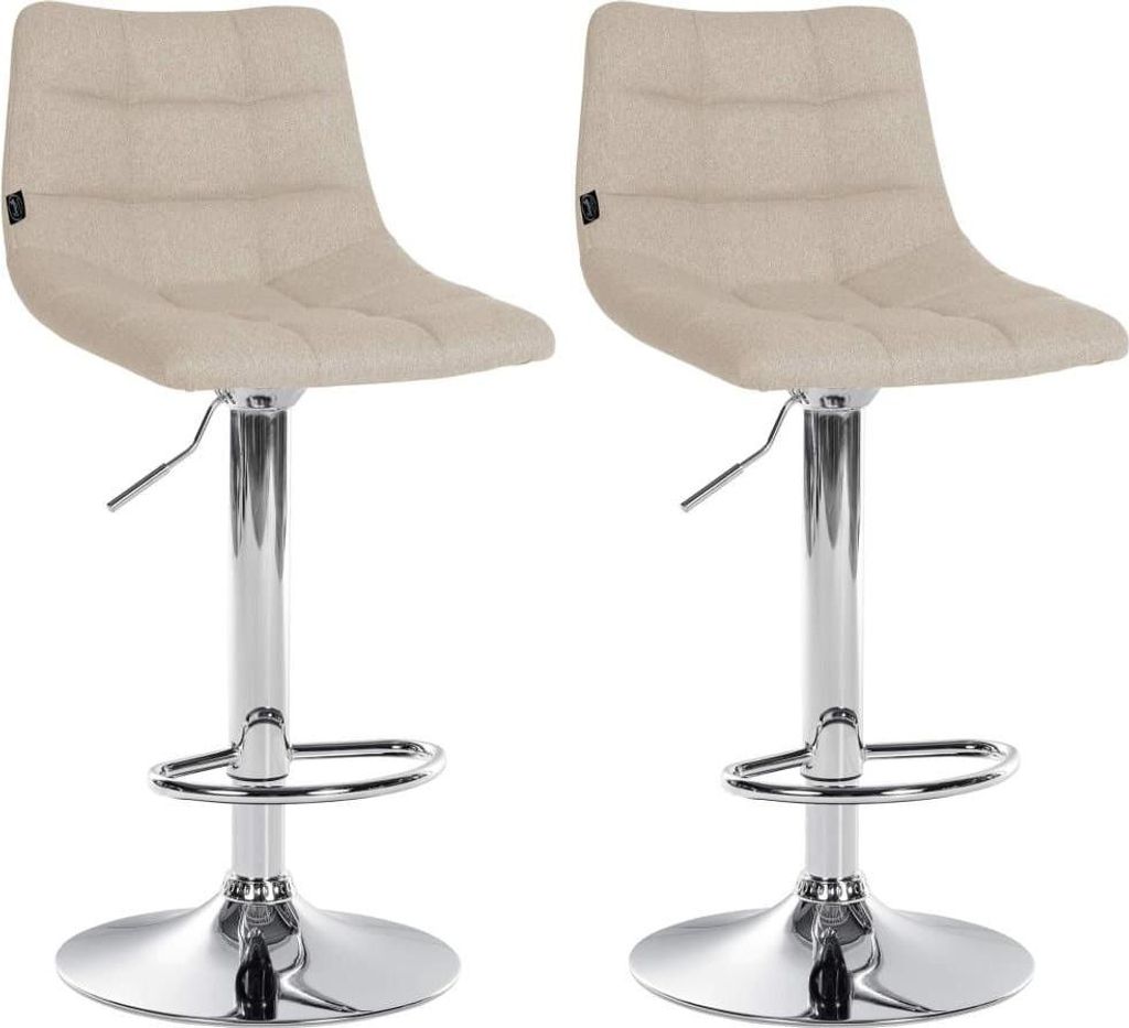 2-teiliges Set Barhocker - Küchenhocker - 360° drehbar für optimale Bewegungsfreiheit | Farbe: Creme | Grundfarbe: Chrom