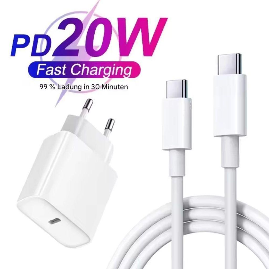 20W PD Schnellladegerät Set mit 1m USB-C Kabel, Fast Charger für iPhone & Smartphones, USB-C Power Delivery Adapter kompakt und sicher
