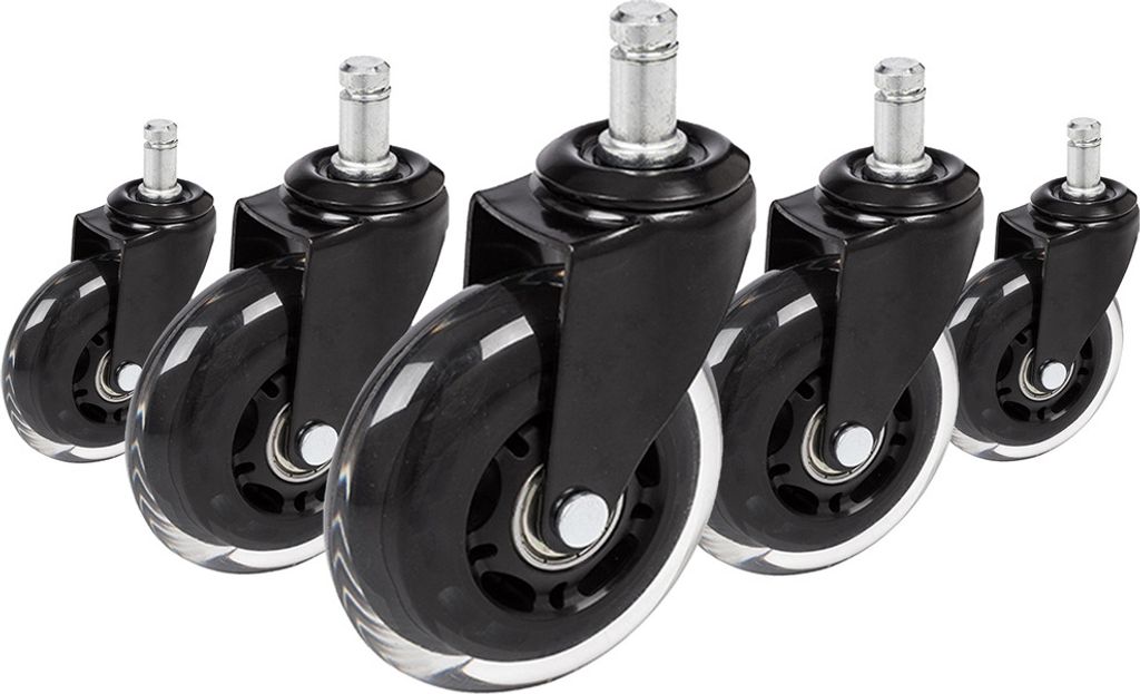 hjh OFFICE Stuhlrollen 5x ROLO SKATE ST 11mm/75mm Ersatz Rollen Bürostuhl für Parkett, Laminat, Fliesen oder Steinboden