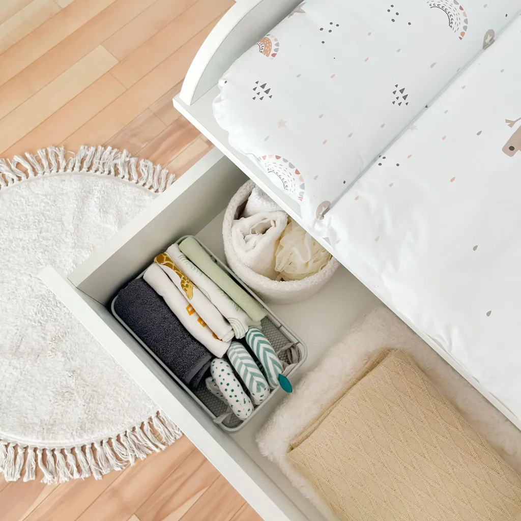 Commode à langer ATB 101 x 85 x 75 cm avec tiroirs pour chambre bébé - 11