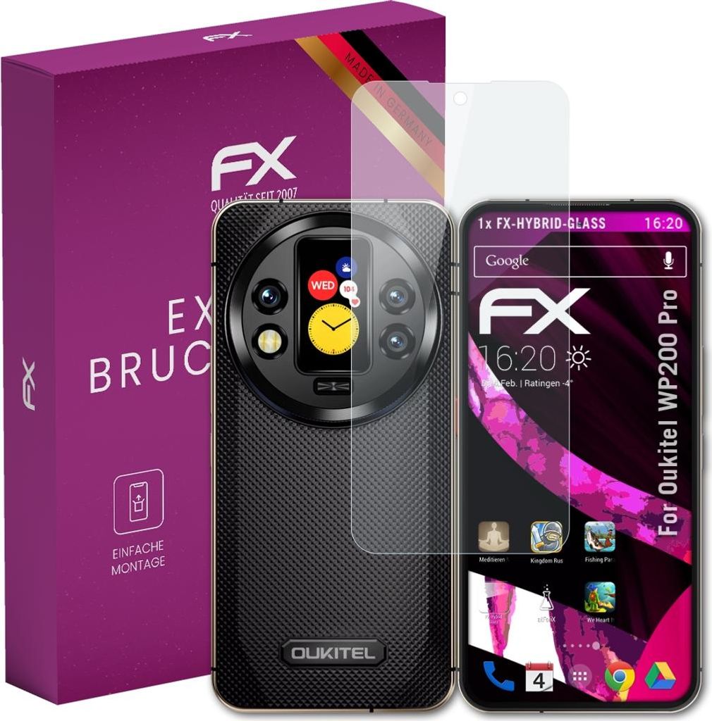 atFoliX FX-Hybrid-Glass Displayfolie kompatibel mit Oukitel WP200 Pro Glasfolie