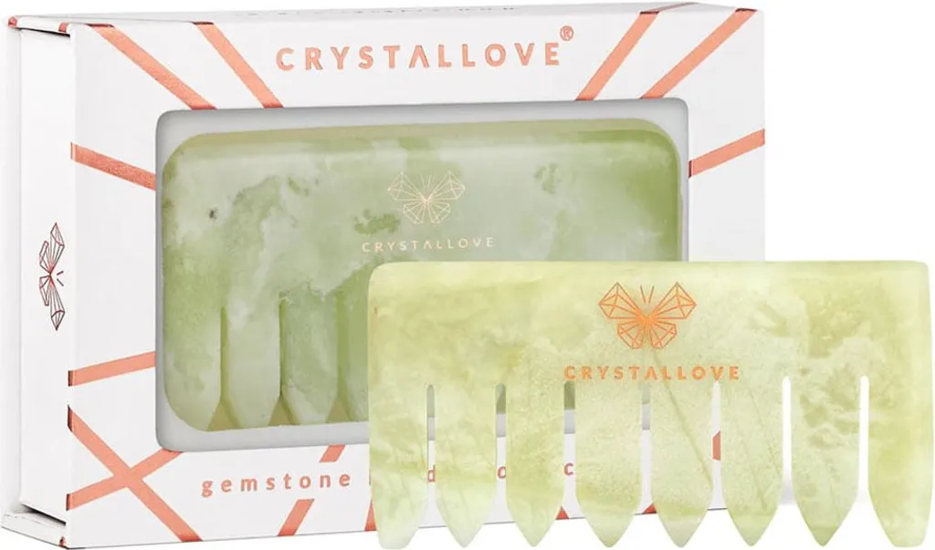 CRYSTALLOVE Peigne de massage en jade véritable pour le cuir chevelu