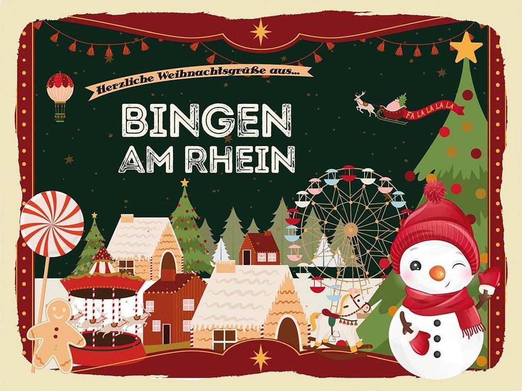 vianmo Holzschild 30x40 cm Weihnachtsgrüße aus Bingen am Rhein Weihnachten