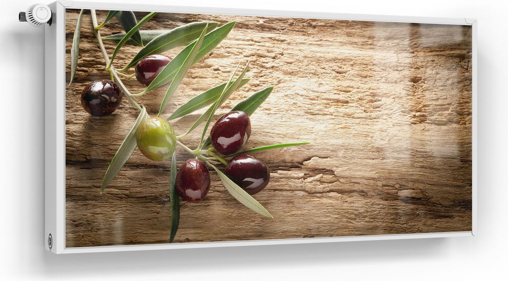 DEQORI Magnetmatte Heizung Standard 120x60 cm 'Dekorativer Olivenzweig ' Magnetfolie
