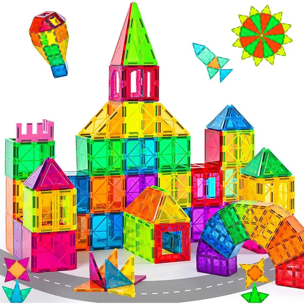 Blocs de construction magnétiques 100 pièces avec 2 voitures de course