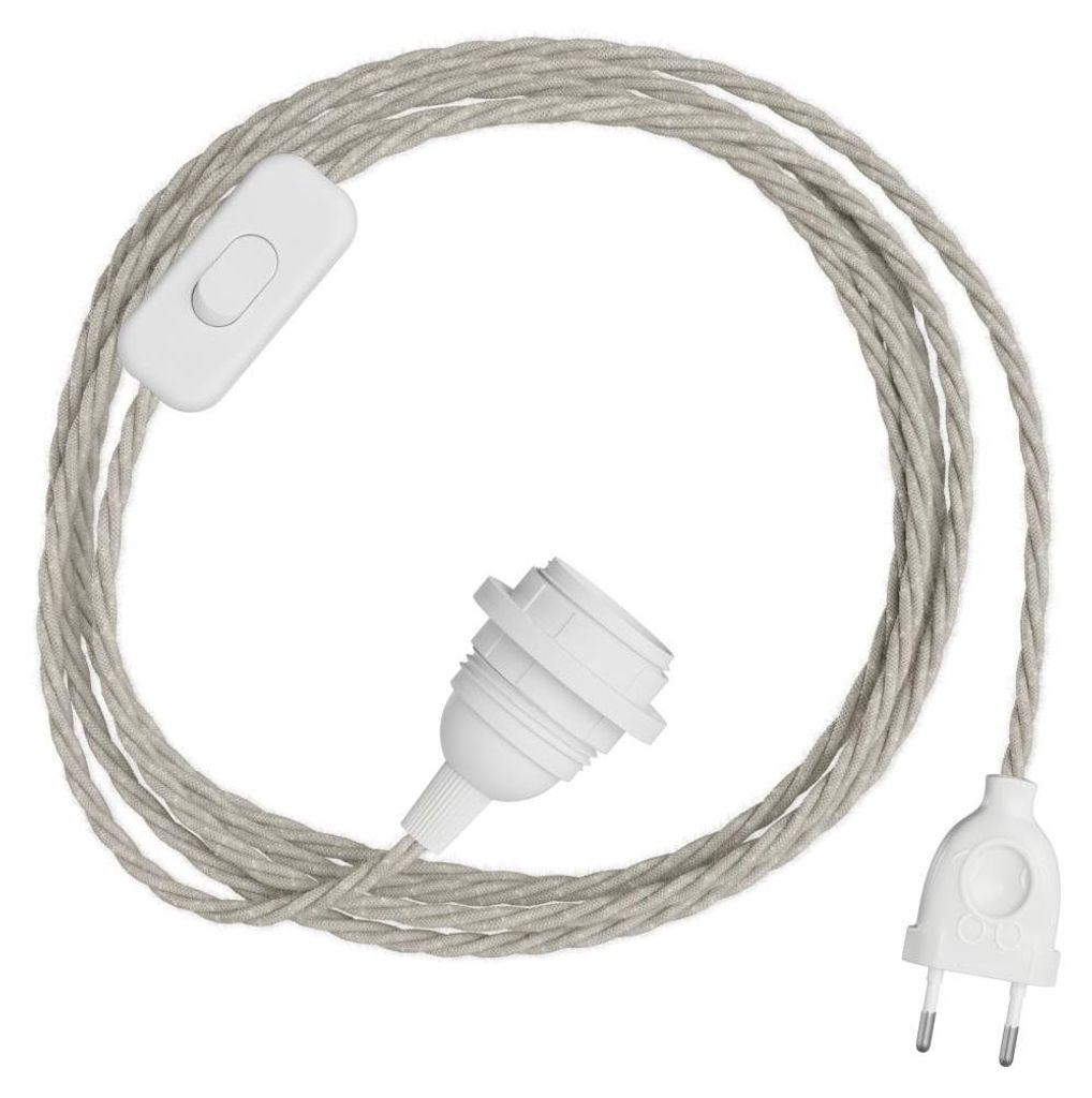 Creative Cables Snakebis Twisted E27 Lampenschirm-kabelsatz Mit Lampenhalter. Stoffummanteltes Kabel Und Zweipoliger Stecker 1.8 M Durchsichtig Du...