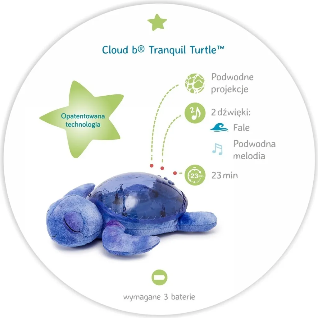 Fini les Peurs du Noir : Tortue Projecteur Musical Cloud B Tranquil Turtle - 3