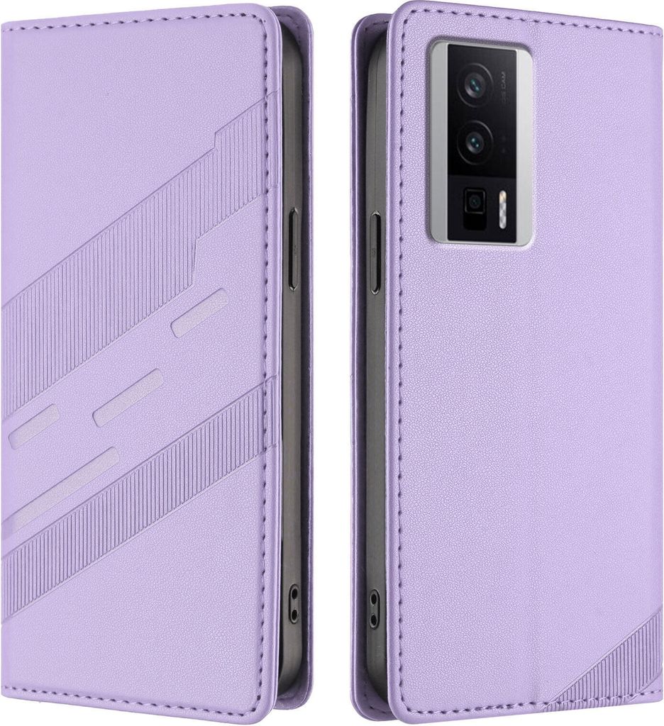 Hülle für Xiaomi Redmi K60/K60 Pro/Poco F5 Pro, Kunstleder Brieftaschen Handyhülle mit Kartenfach und Standfunktion Violett