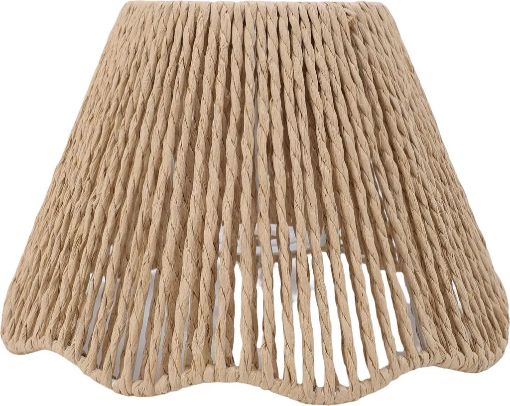 Abat-jour vintage à bords ondulés en corde tressée pour douille E27