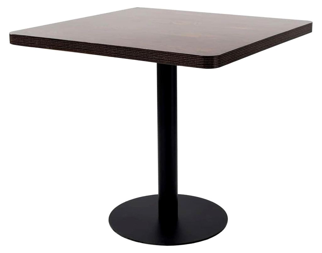Bistrotisch für 2 Personen, Bartisch, Bartresen, Stehtisch, Tresentisch, Esstisch, Küchentisch, Partytisch, Dunkelbraun, 80x80cm, MDF