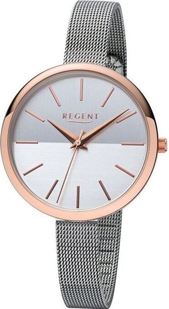 Regent Damen Uhr Metallarmband F-1170 Analog Metall Armbanduhr silber URF1170