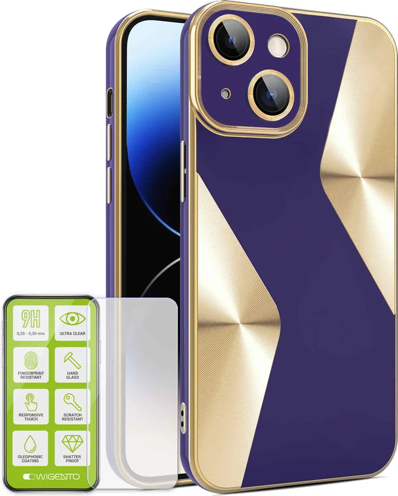 Set Custodia iPhone 15 Plus Silicone Viola e Vetro Temperato H9 - Shop