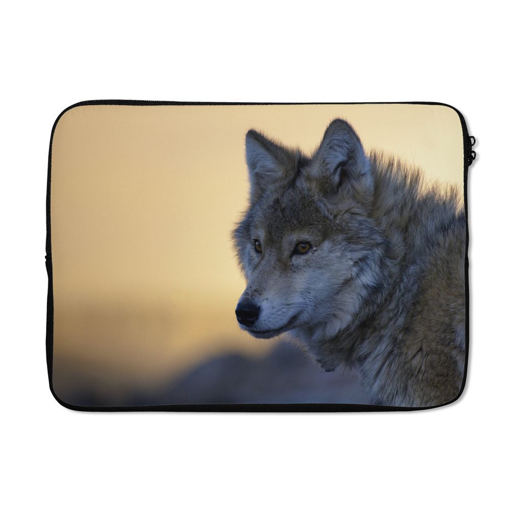 MuchoWow Laptop Hülle 13 Zoll Wolf - Nahaufnahme - Orange Laptoptasche - Laptophülle - Sleeve - Rundumschutz