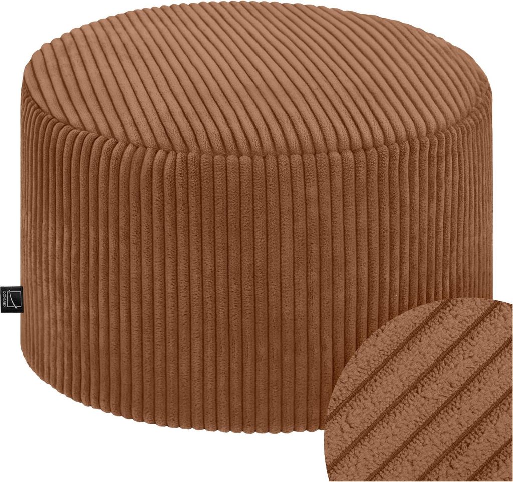 Domarex Sitzpouf rund Ø45x25 cm,Pouf Hocker Wohnzimmer & Schlafzimmer, Fußhocker modern, rutschfest, Komfortabel & Poland, Kupferfarbe