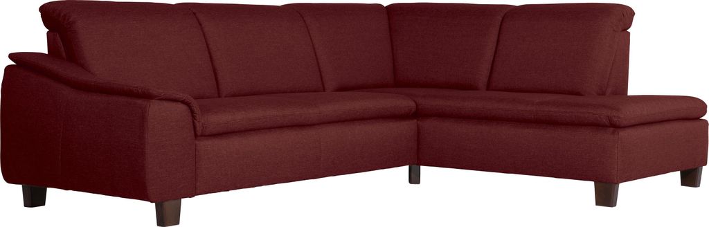 Max Winzer Sofa 2,5-Sitzer links mit Ecksofa rechts Aaron - Flachgewebe rot - Maße: 247 x 187 x 82 cm