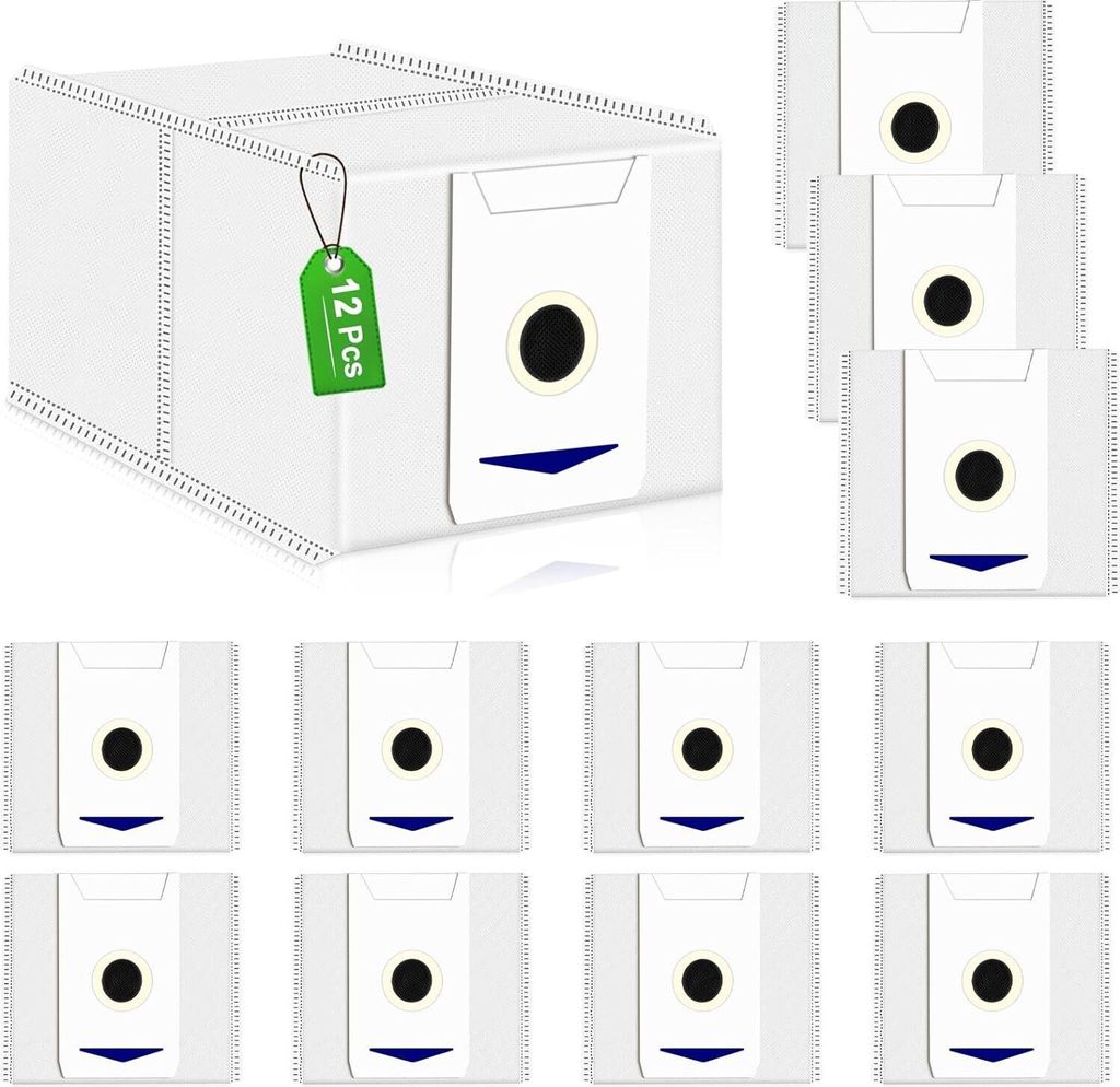 12 Staubsauger Zubehörset Kompatibel mit Ecovacs Deebot T30 Pro Omni Saugroboter Filtertüten Ersatz Staubbeutel, T30 Omni Staubsauger Beutel Zube...