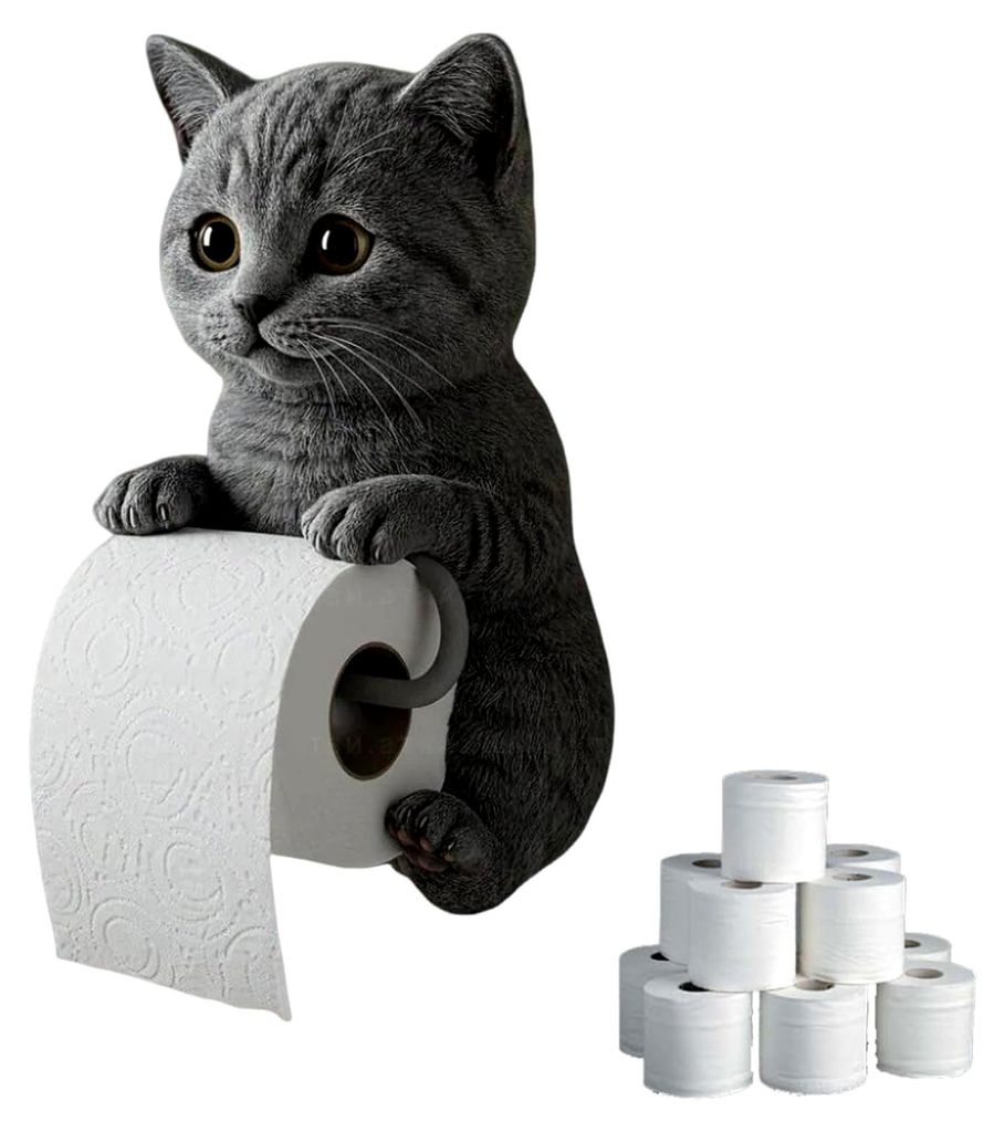 Toilettenpapierhalter Katze, Wandmontage, Lustiger Halter in Katzenform, Niedlicher Spender für Wohnheim, Toilette, Reiseküche, Toilettenpapierau...