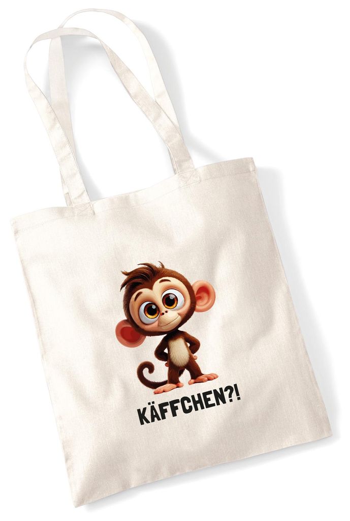 Huuraa Jutebeutel Käffchen? Affe Äffchen Meme 10 Liter Natural Baumwolle Tasche Geschenkidee