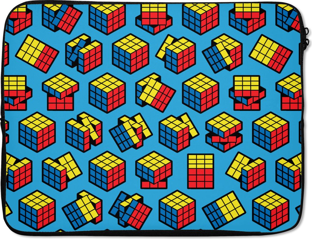 MuchoWow Laptop Hülle 15 Zoll Muster - Rubiks cube - CubePatrone - Jungen - Kinder - Kidsn Laptoptasche - Laptoptasche - Sleeve - Rundum-Schutz