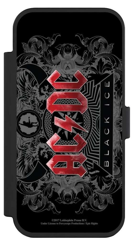 NIVOCASE Klapphülle für Apple iPhone Air Handyhülle aus Kunst Leder NIVOflip schwarz ACDC Black Ice Fanartikel