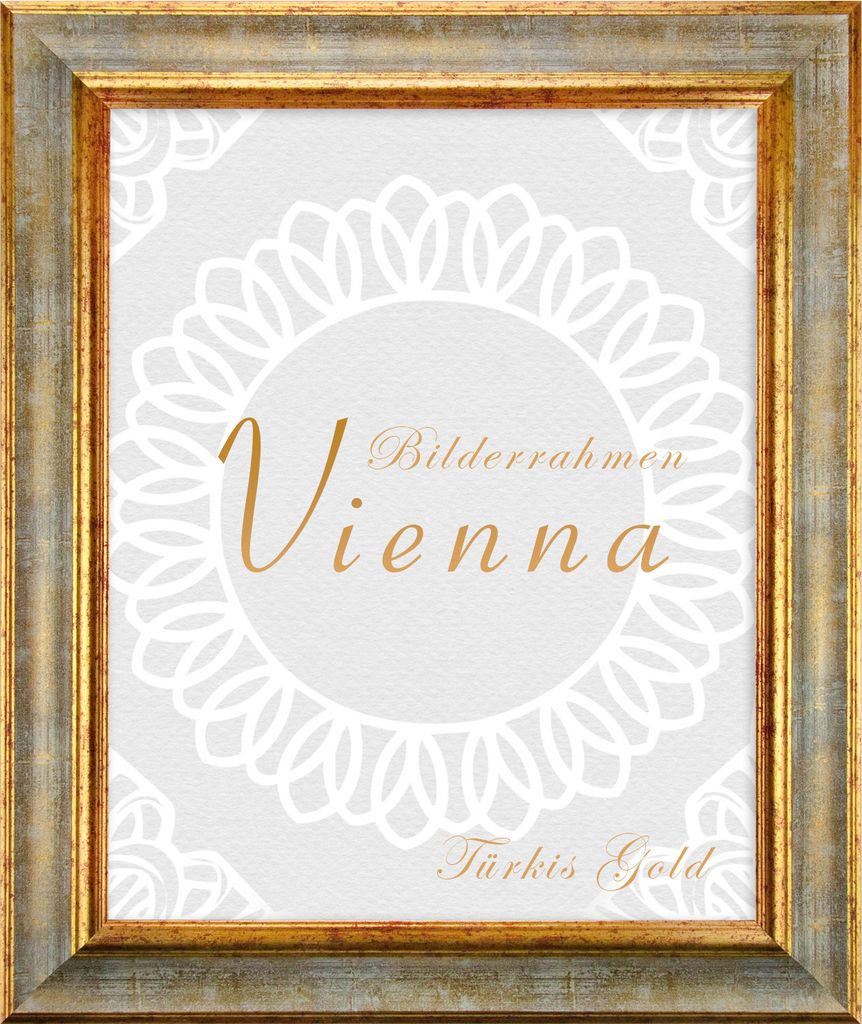 Bilderrahmen Vienna - 45x100 cm, Türkis Gold Nachbildung, 1,5 mm Kunstglas entspiegelt