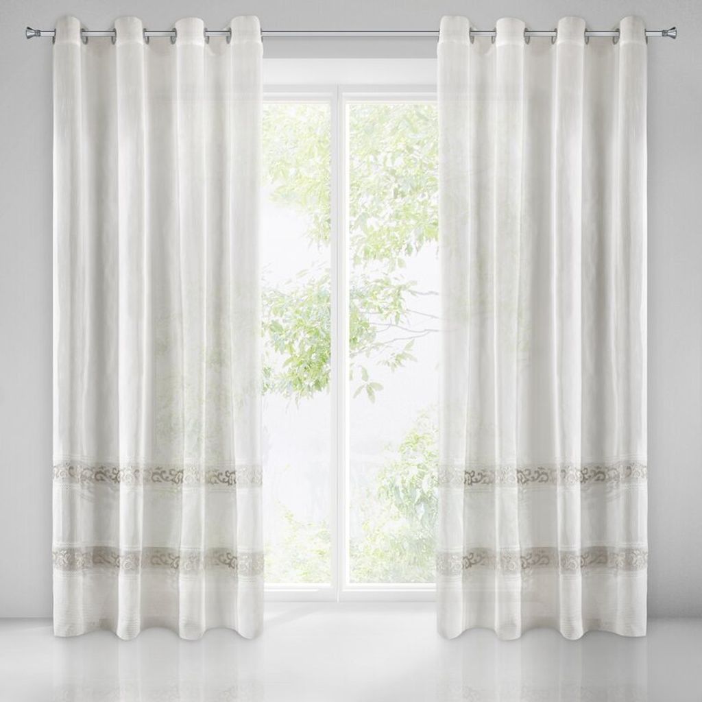 Gardine ANNE weiß beige 140x270 cm  Ösen Produktbild 