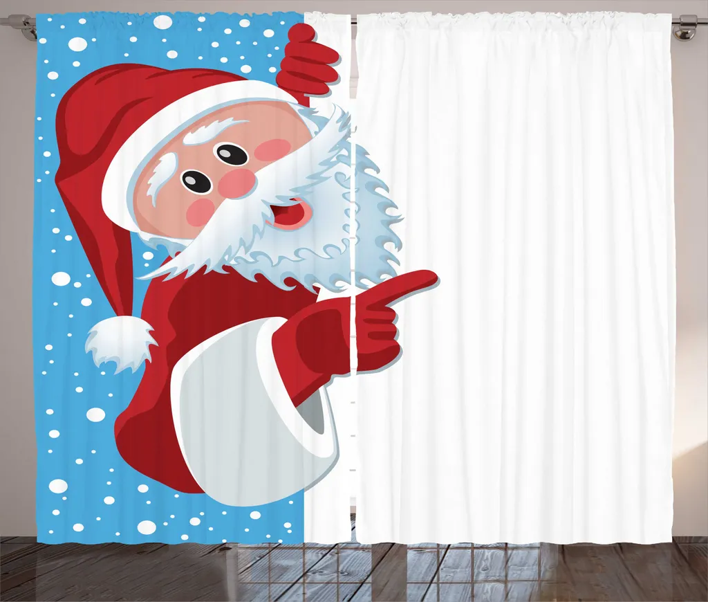 ABAKUHAUS Rideau de Noël Rustique Grand Format Blanc et Bleu 280x225 cm