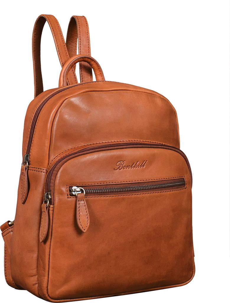 Benthill Rucksack Echt Leder Echt-Leder - Kurierrucksack Fahrradrucksack Trekkingrucksack - Damen Herren Rucksack - Lederrucksack