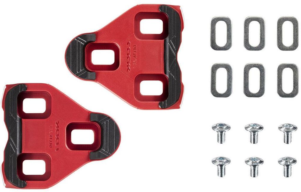 LOOK Delta Grip Pedalplatten Rot - Delta Cleats 9° Grip-Gummi & Silent Float