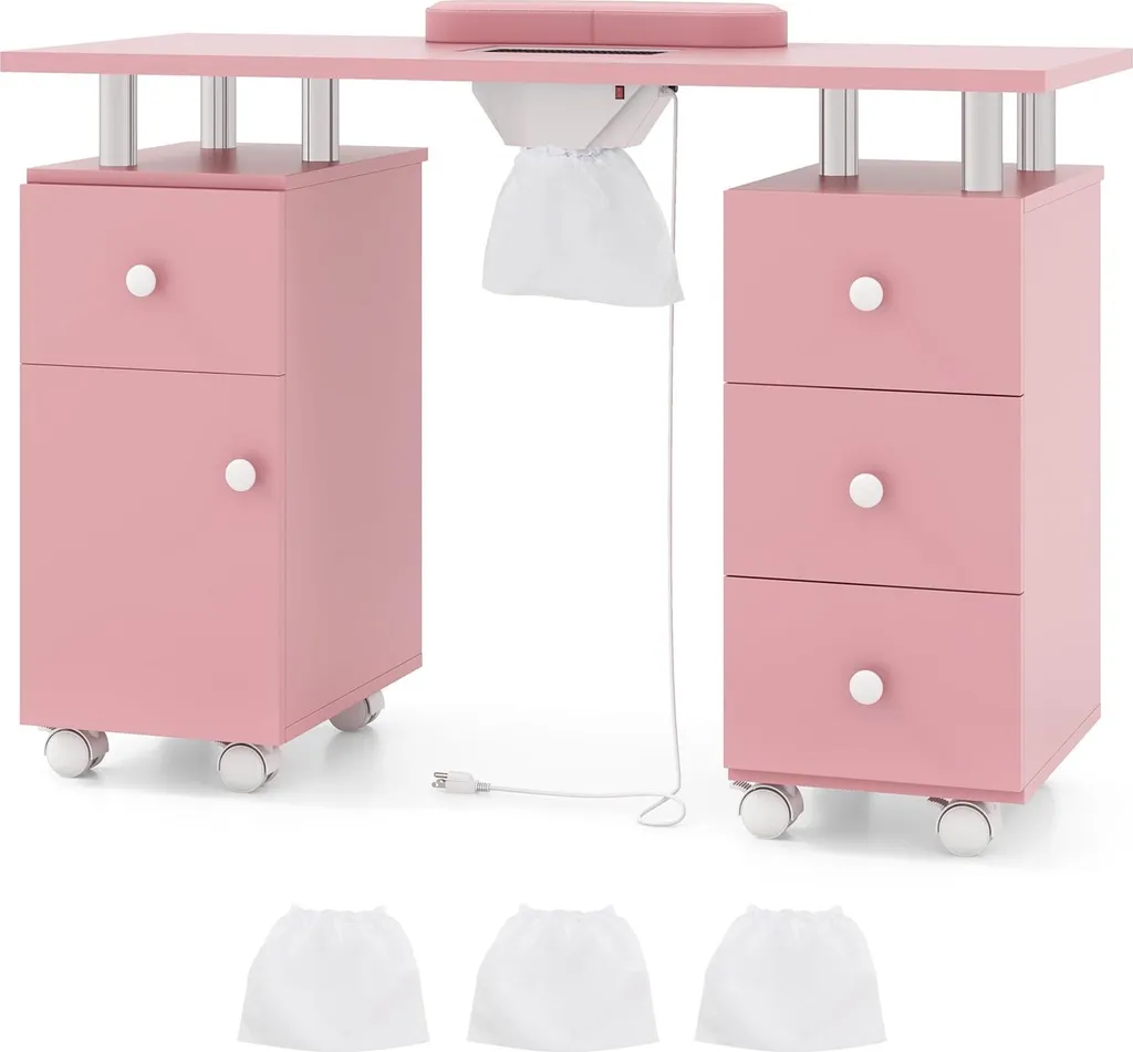 Table de Manucure pour Salon de Beauté avec Aspiration et Rangement