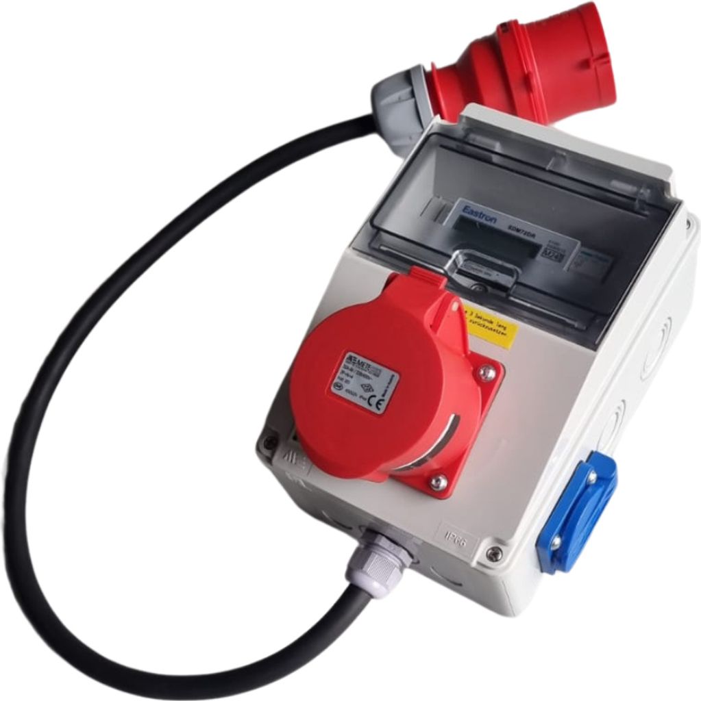 32A/230V MID geeicht - Mobiler Digital Stromzähler Zwischenstecker Box 5m 400V / 32A CEE-Stecker Und Kupplung 1x230V