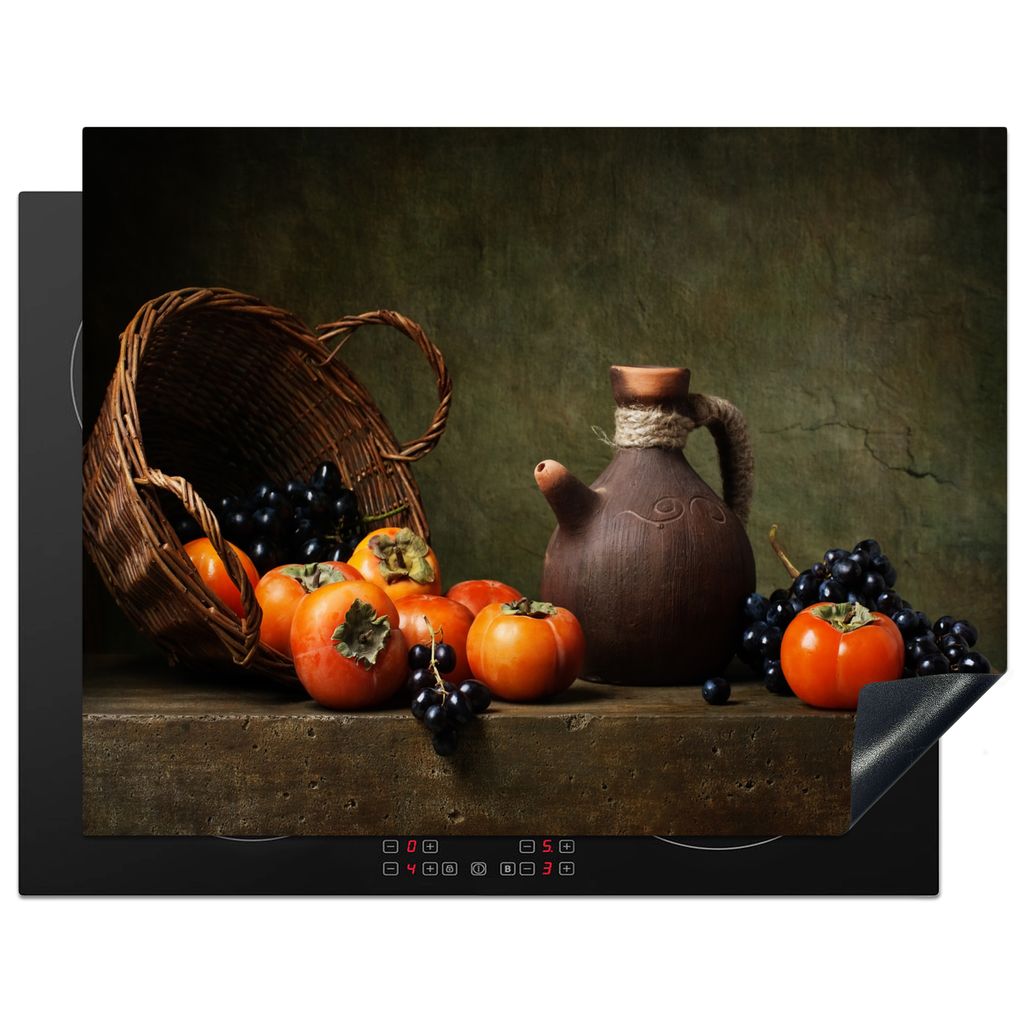 KitchenYeah Herdabdeckplatte Rustikal - Obst - Korb - Stilleben , 77x59cm, Küche Deko, Glaskeramikkochfeld Herdabdeckung, Abdeckplatte fùr Koch...