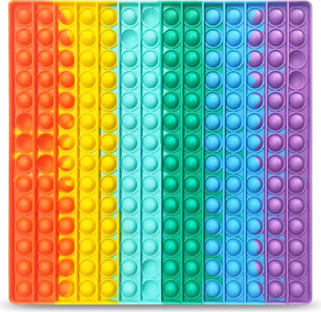 Push it Pop up Toy 30cm Viereck Mehrfarbig Bubbles Fidget Kids XXL TikTok Reise