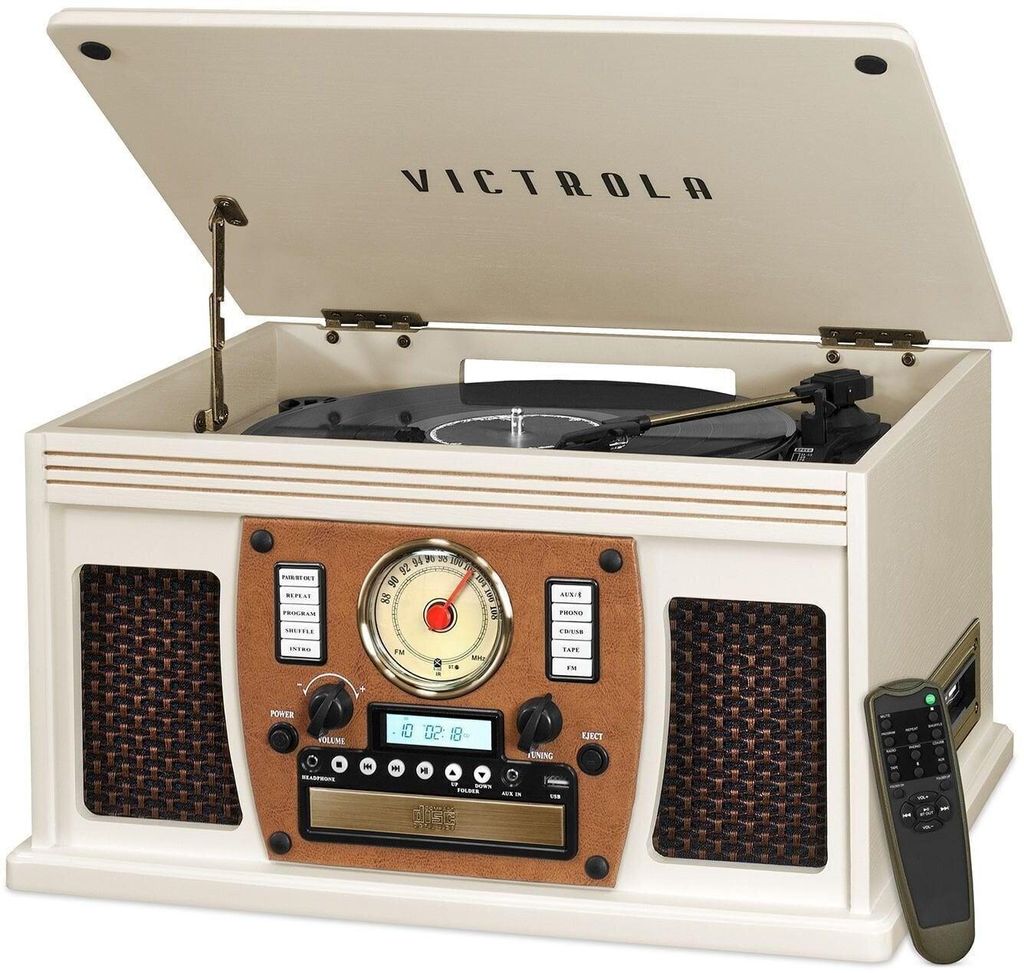 Victrola Navigator 8-in-1 witte retro gramofoon Productafbeelding 