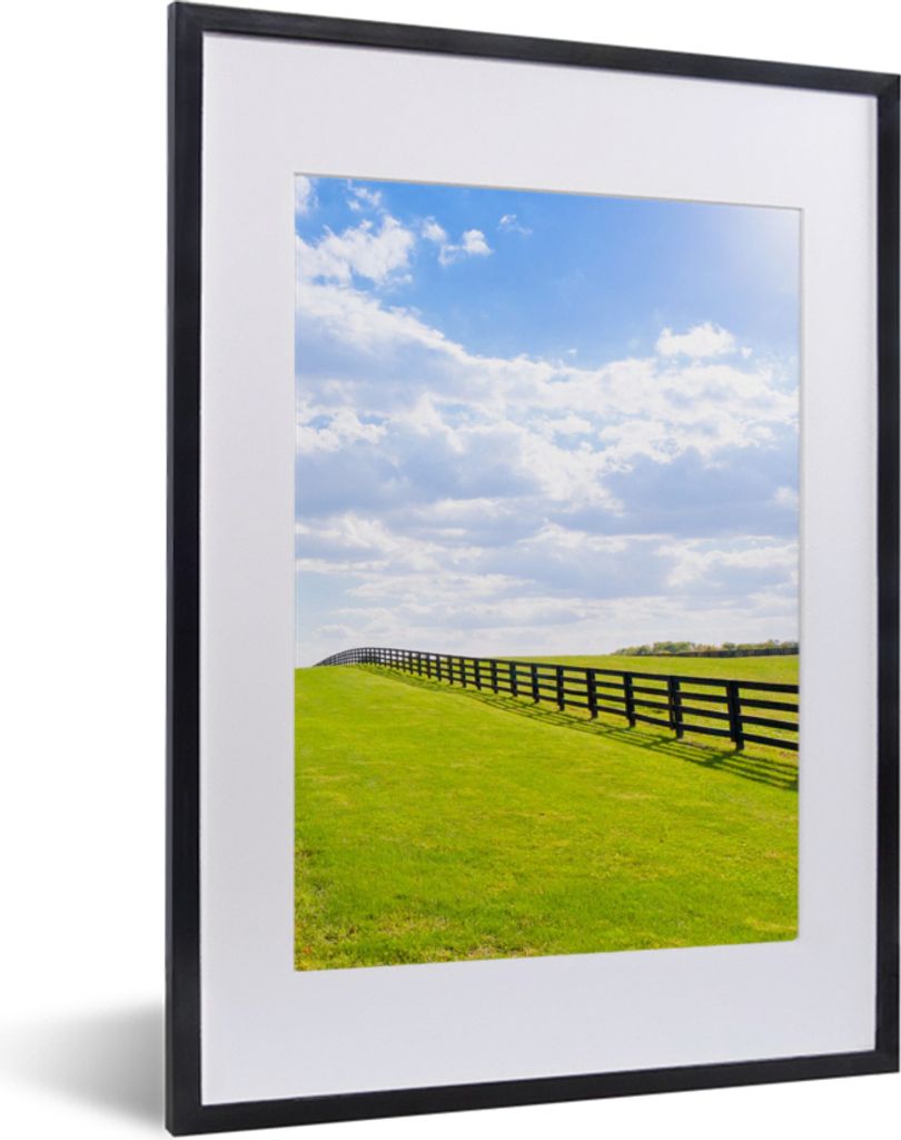 MuchoWow Gerahmtes Poster Wolken - Bäume - Straße 30x40 cm - Poster mit Schwarzem Bilderrahmen Wandposter Rahmen Foto Bilder - Wandposter Schla...