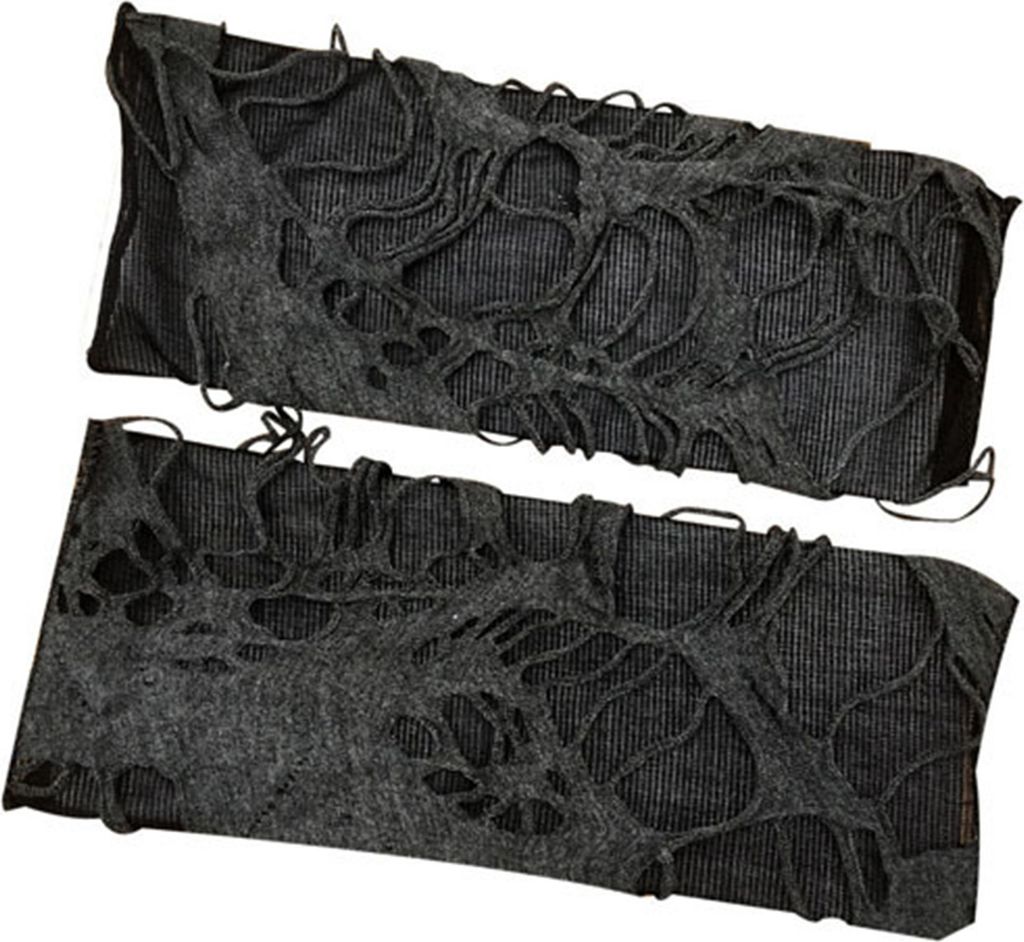 1 Pair Halloween Gloves Ripped Holes Fingerless Black Half Finger Punk Style Gloves Cosplay Accessories - (Black)