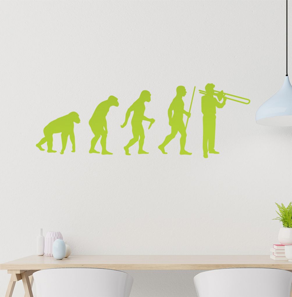 Posaune Trompete Evolution Wandtattoo Wandaufkleber Wall Sticker - Dekoration, Küche, Wohnzimmer, Schlafzimmer, Badezimmer