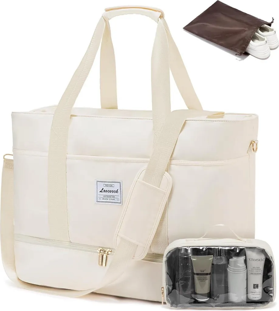 Sac de voyage Femme anti-taches et imperméable Beige spécial organisation