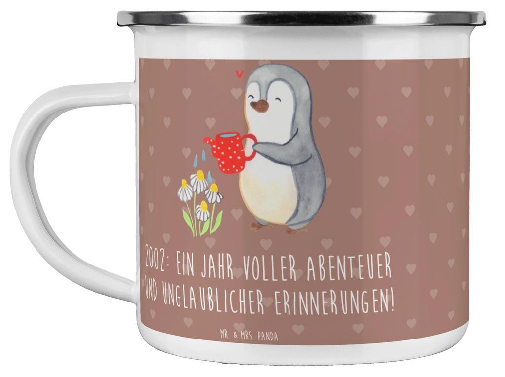 Mr. & Mrs. Panda emaillebecher 2002 Geburtstag Abenteuer - Braun Pastell - Geschenk, Emaille Tasse, Teetasse, Motivtasse, Geburtstagsgeschenk, Lebe...