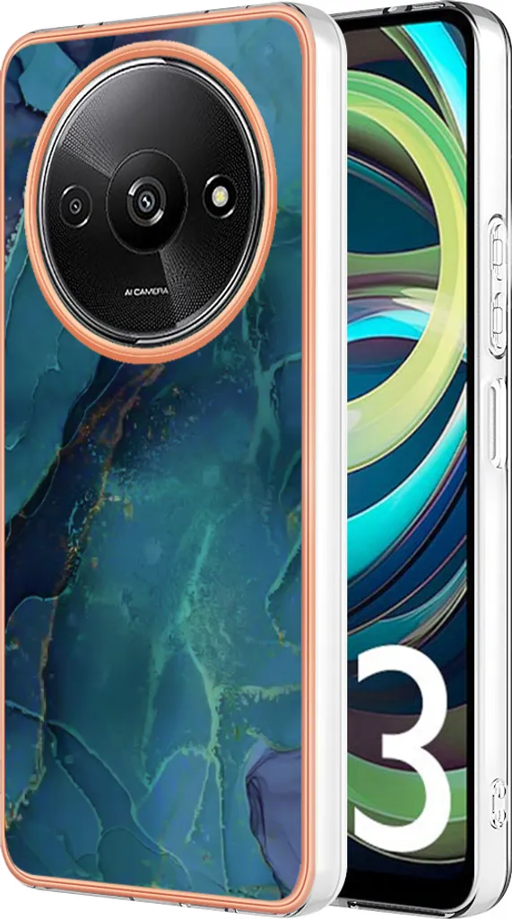 Custodia per Xiaomi Redmi A3, custodia in silicone TPU a fantasia, paraurti antiurto Verde scuro