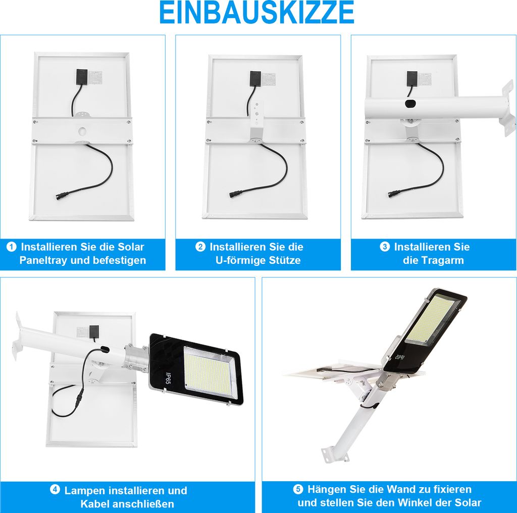 Solar Straßenlaterne 805 LED Solarleuchte 60000lm IP65 Produktbild 6