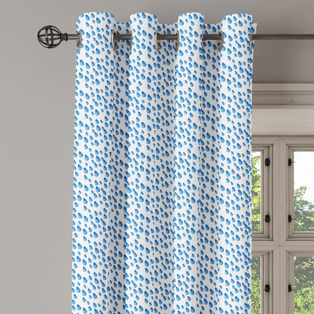 Paire de rideaux décoratifs 2 panneaux 280x175cm Cycle de l'eau Bleu - 4