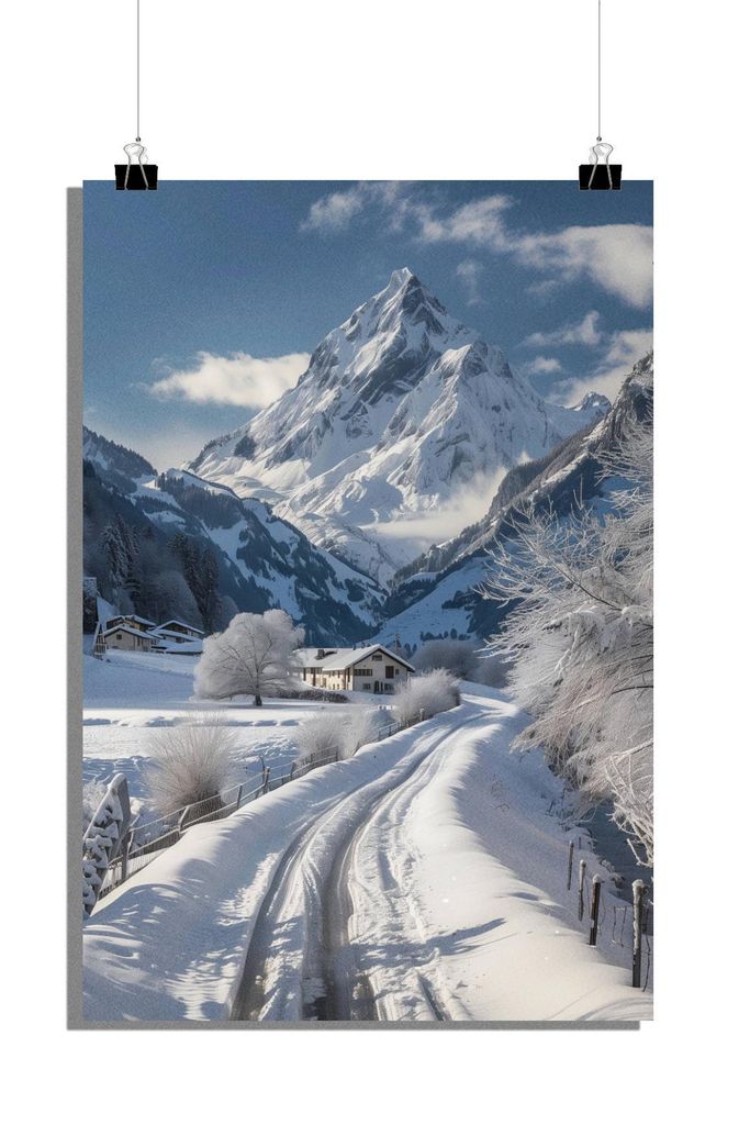 Schweiz Poster - Schnee Poster - Natur Poster - Landschaft Poster - 61x91cm - Perfekt zum Einrahmen