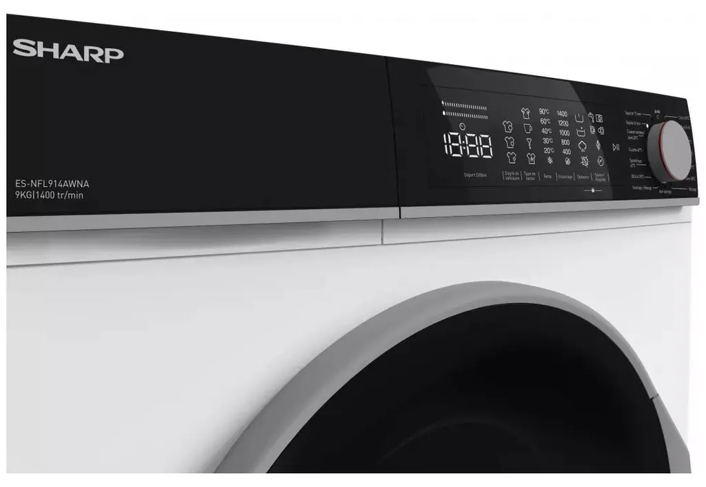 Machine à Laver Frontale Sharp 9kg 1400 tours - Soin du Linge Vapeur